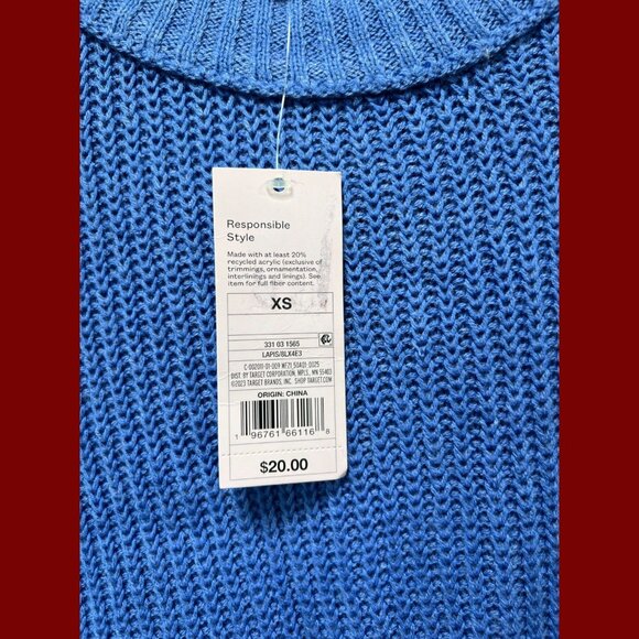 Wild Fable - Women's Ribbed Knit Crop Sweater Long Sleeve Crew Neck - Blue - XS - Picture 7 of 13